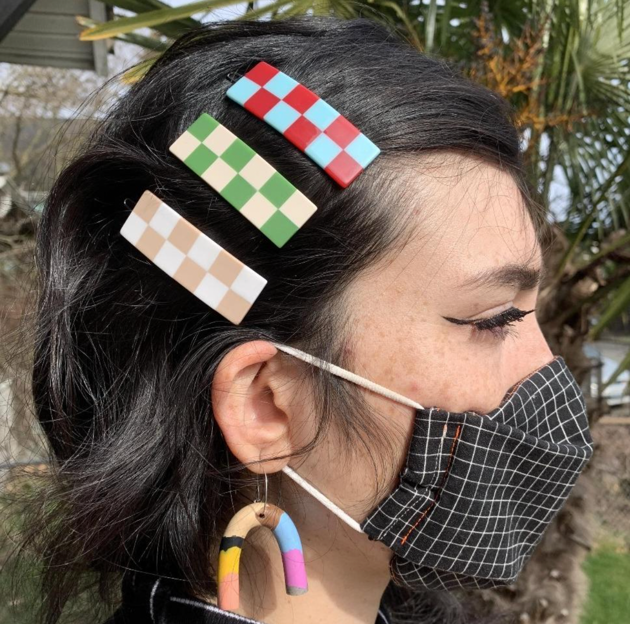 Contrast Chessboard Hair Slides by Veronique