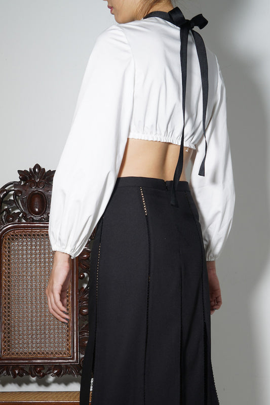 Criss-cross Cotton Crop Top with Ribbon Detail #56 - Emporium of the Modern Man
 - 1