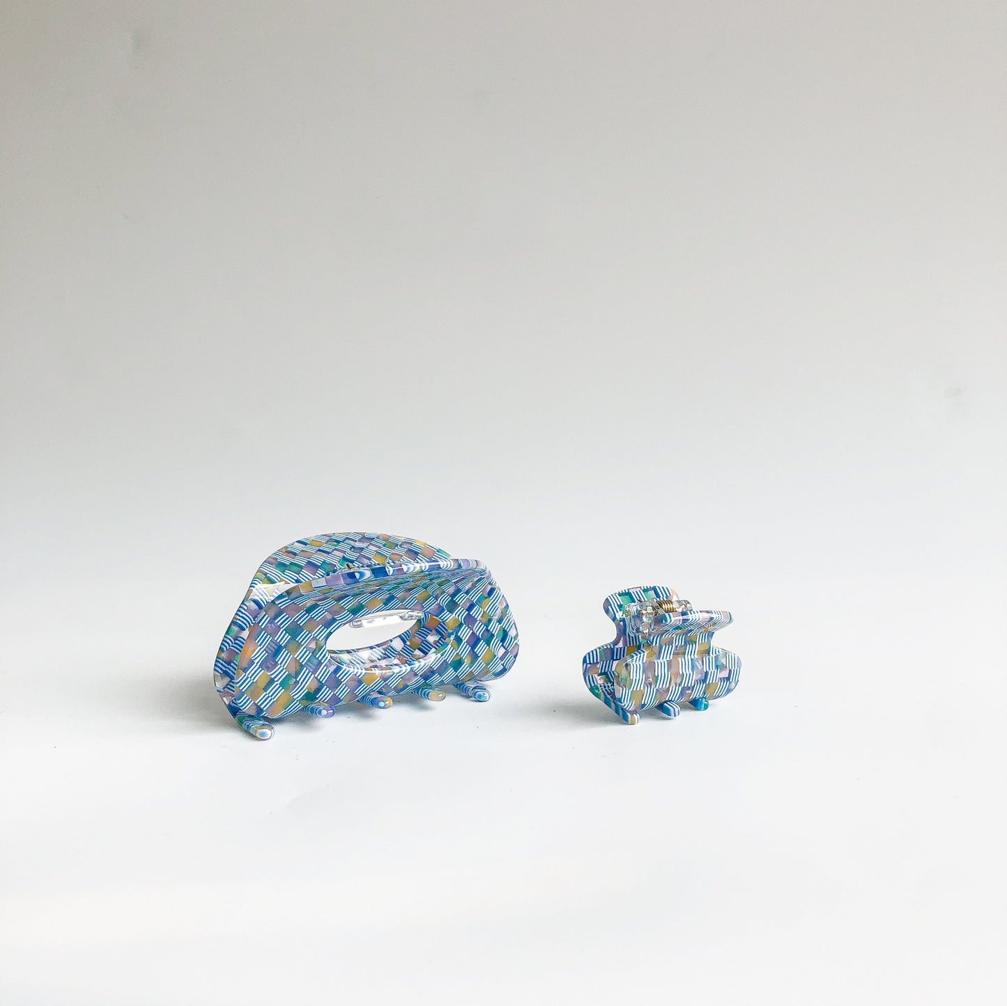 Azul Checkered Mini Clip  by Veronique