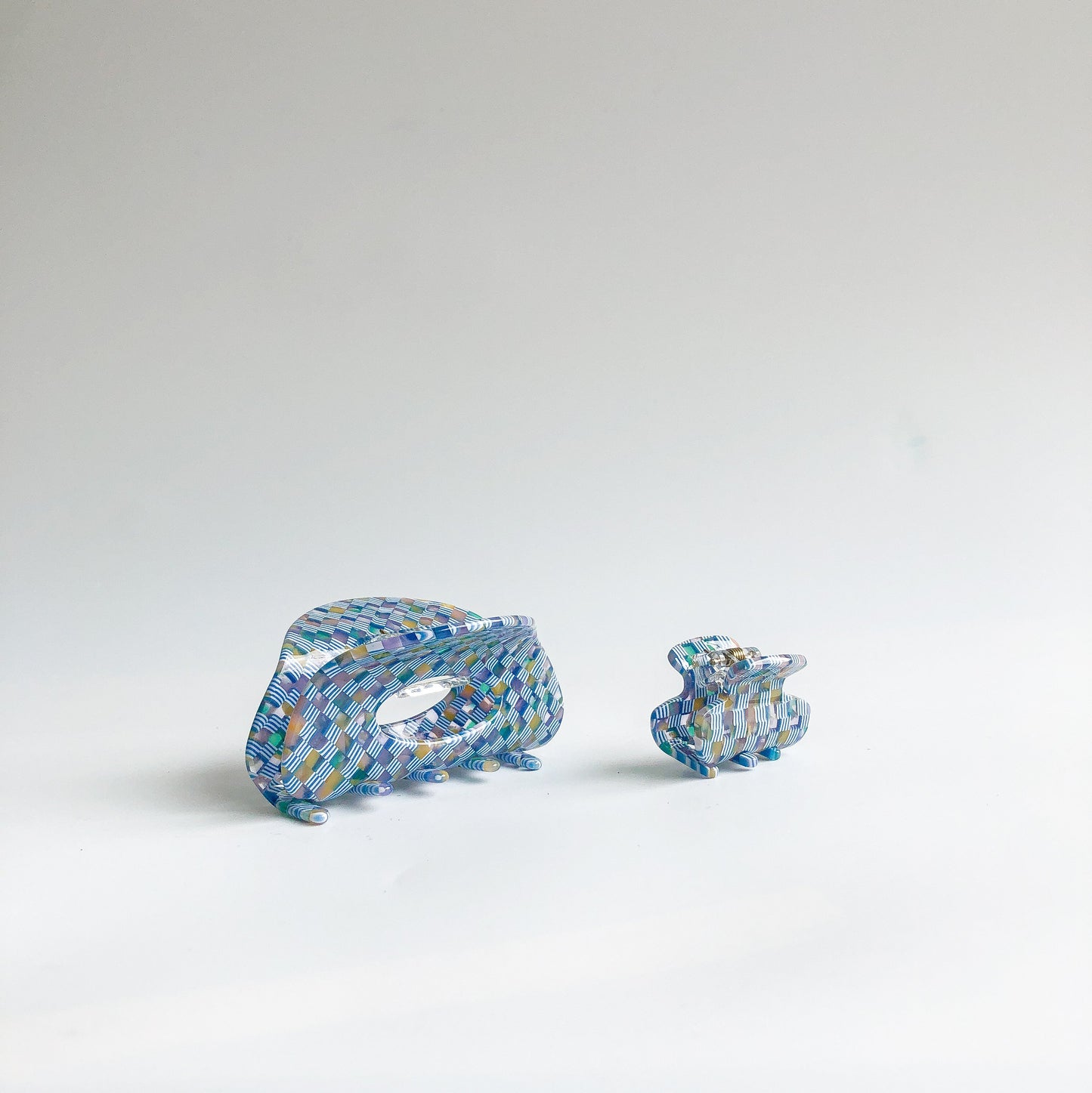 Azul Checkered Mini Clip  by Veronique