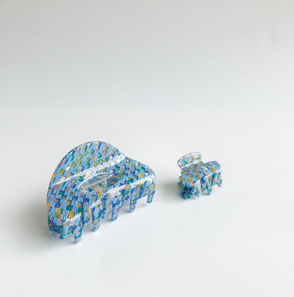 Azul Checkered Mini Clip  by Veronique