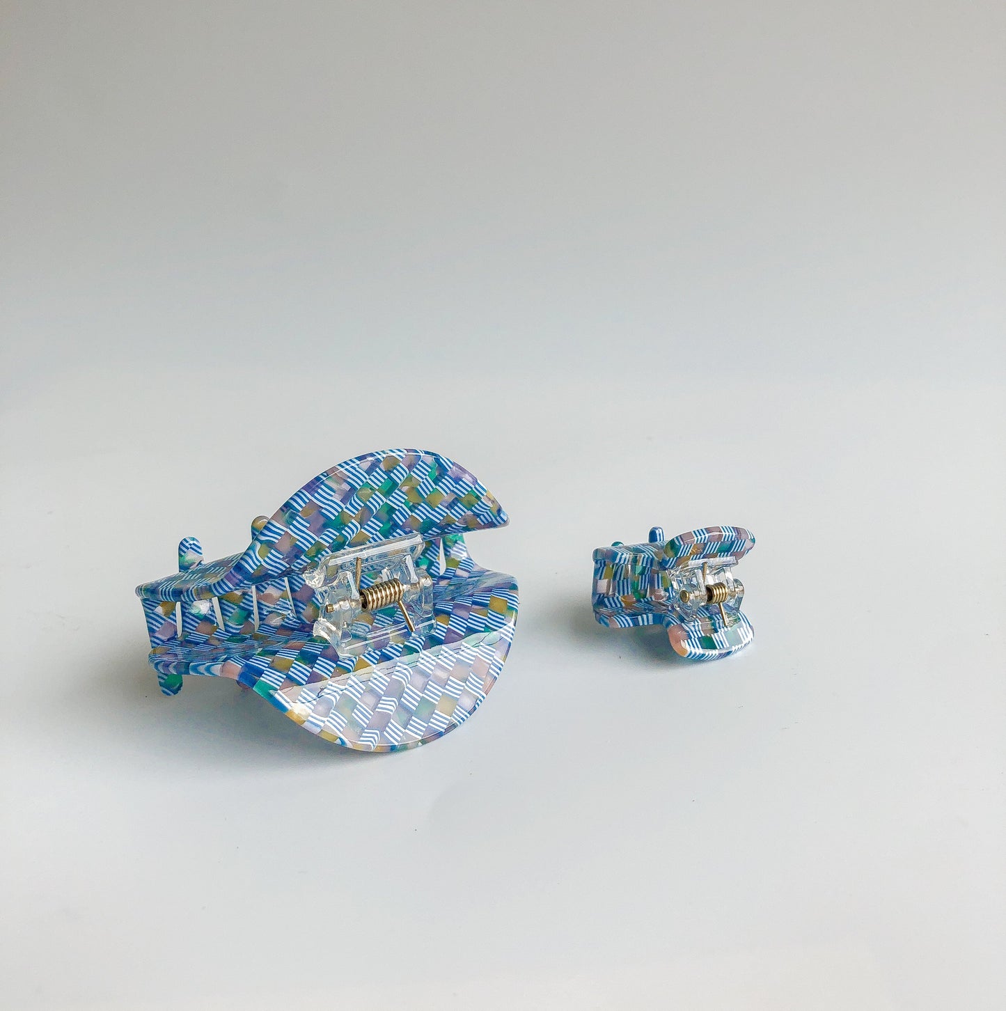 Azul Checkered Mini Clip  by Veronique