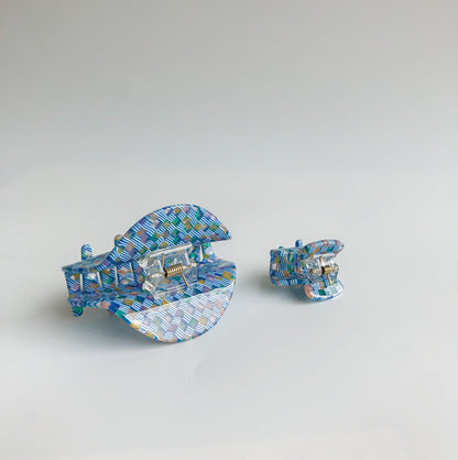 Azul Checkered Mini Clip  by Veronique
