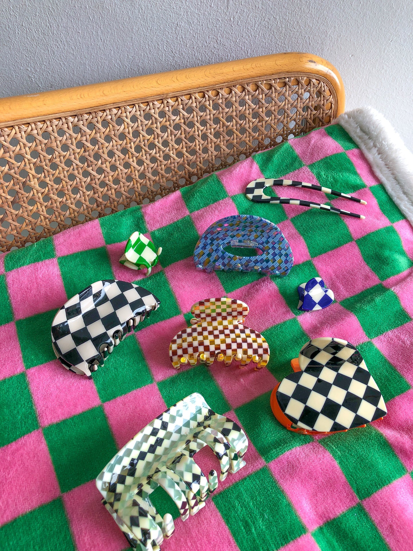Azul Checkered Mini Clip  by Veronique