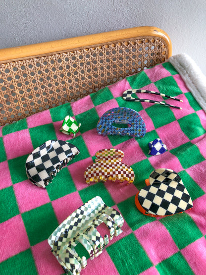 Azul Checkered Hair Claw  by Veronique