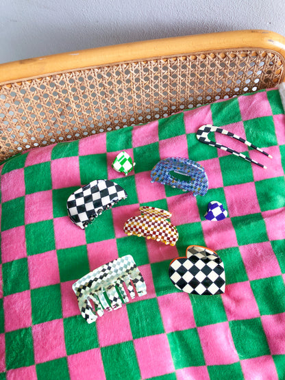 Checkered Heart Mini Clip  by Veronique