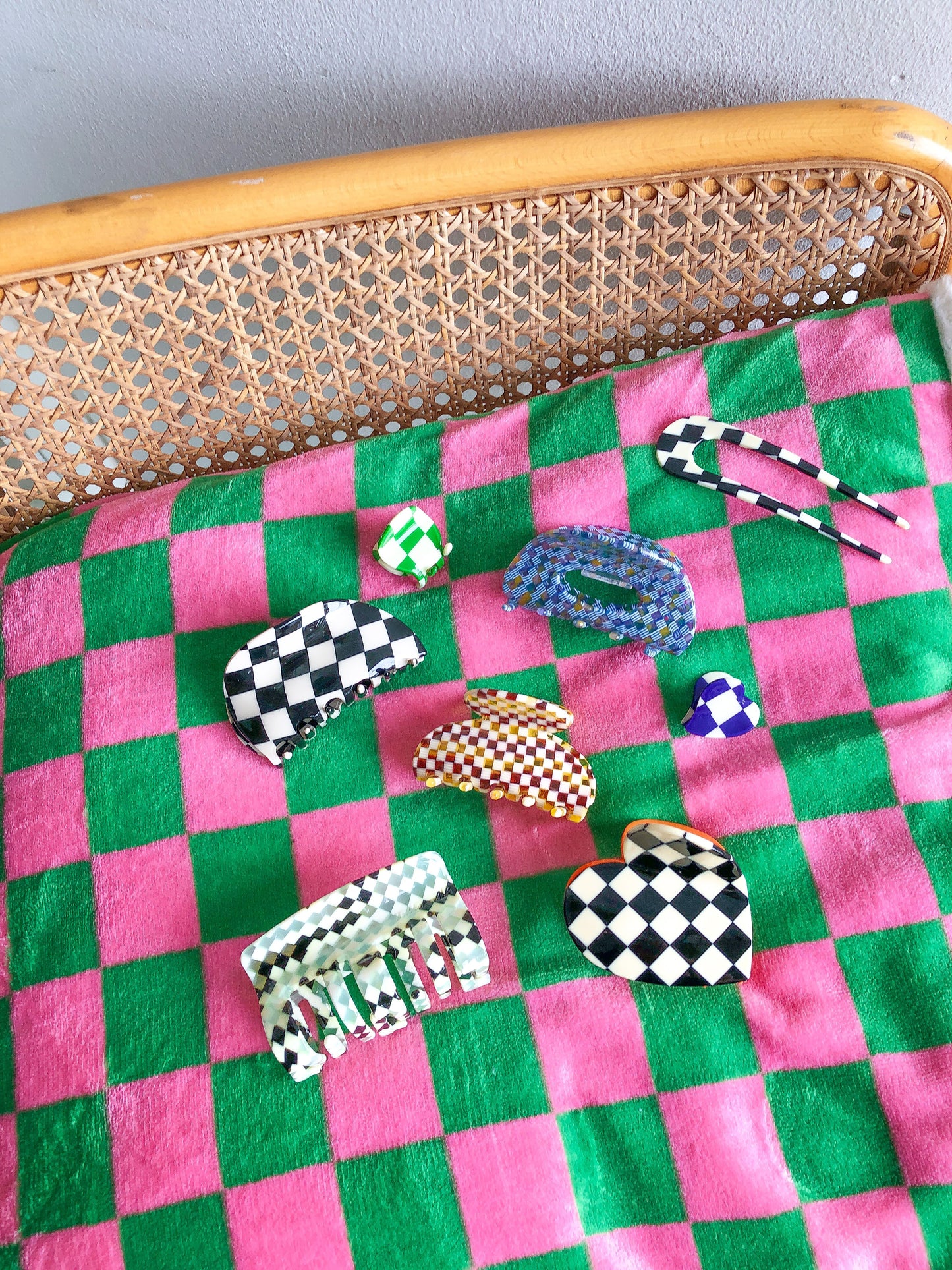 Azul Checkered Mini Clip  by Veronique