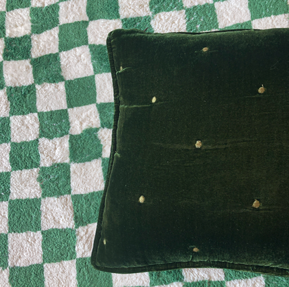 Velvet Square Cushion in Green by PROSE Tabletop