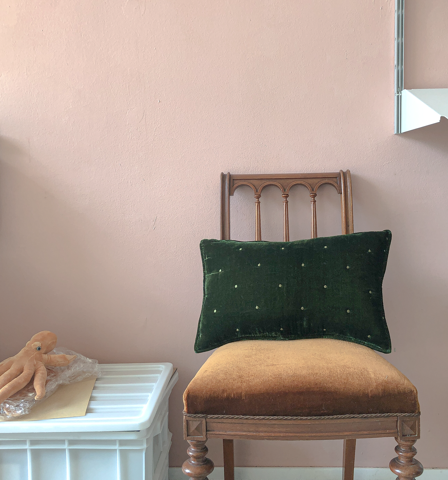 Velvet Square Cushion in Green by PROSE Tabletop