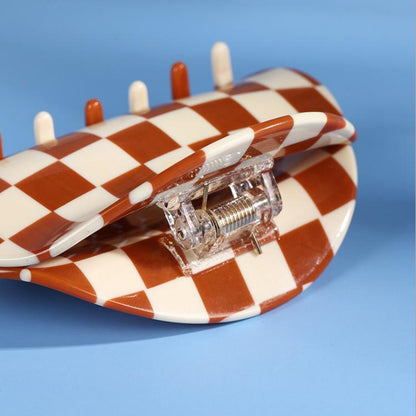 Brown Chessboard Hair Claws  by Veronique