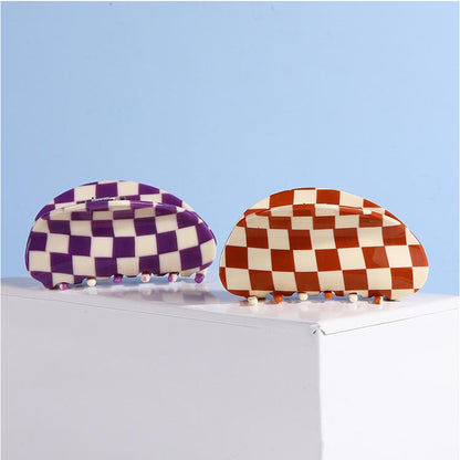 Brown Chessboard Hair Claws  by Veronique