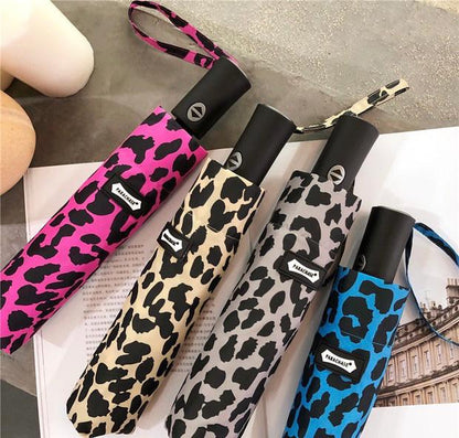 Leopard Print Foldable Umbrella by Veronique