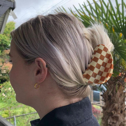 Brown Chessboard Hair Claws  by Veronique