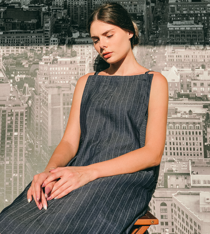 Utility Apron Dress in Denim by Ultramarine Studio