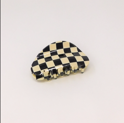 Brown Chessboard Hair Claws  by Veronique