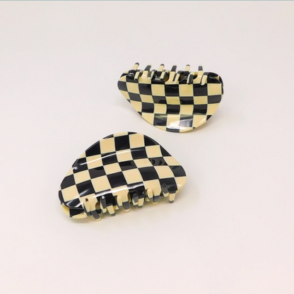 Black Chessboard Hair Claws  by Veronique