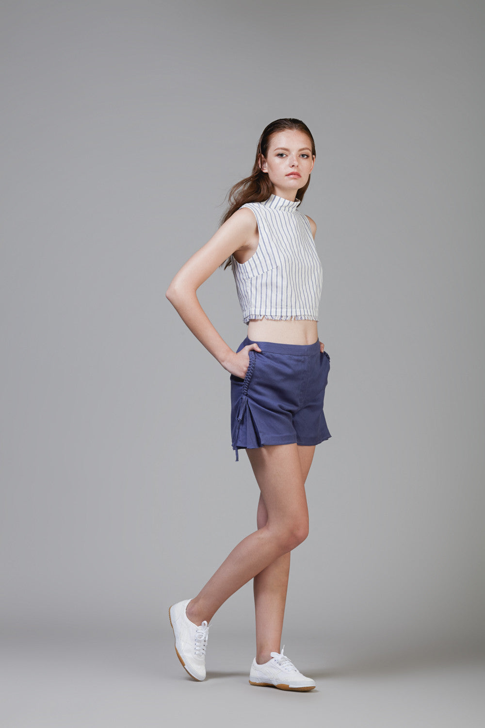 Summer Turtleneck Cropped Top In Pinstripe #41 - Emporium of the Modern Man
 - 4