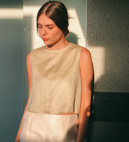 Cotton Crop Top in Ecru by Ultramarine Studio