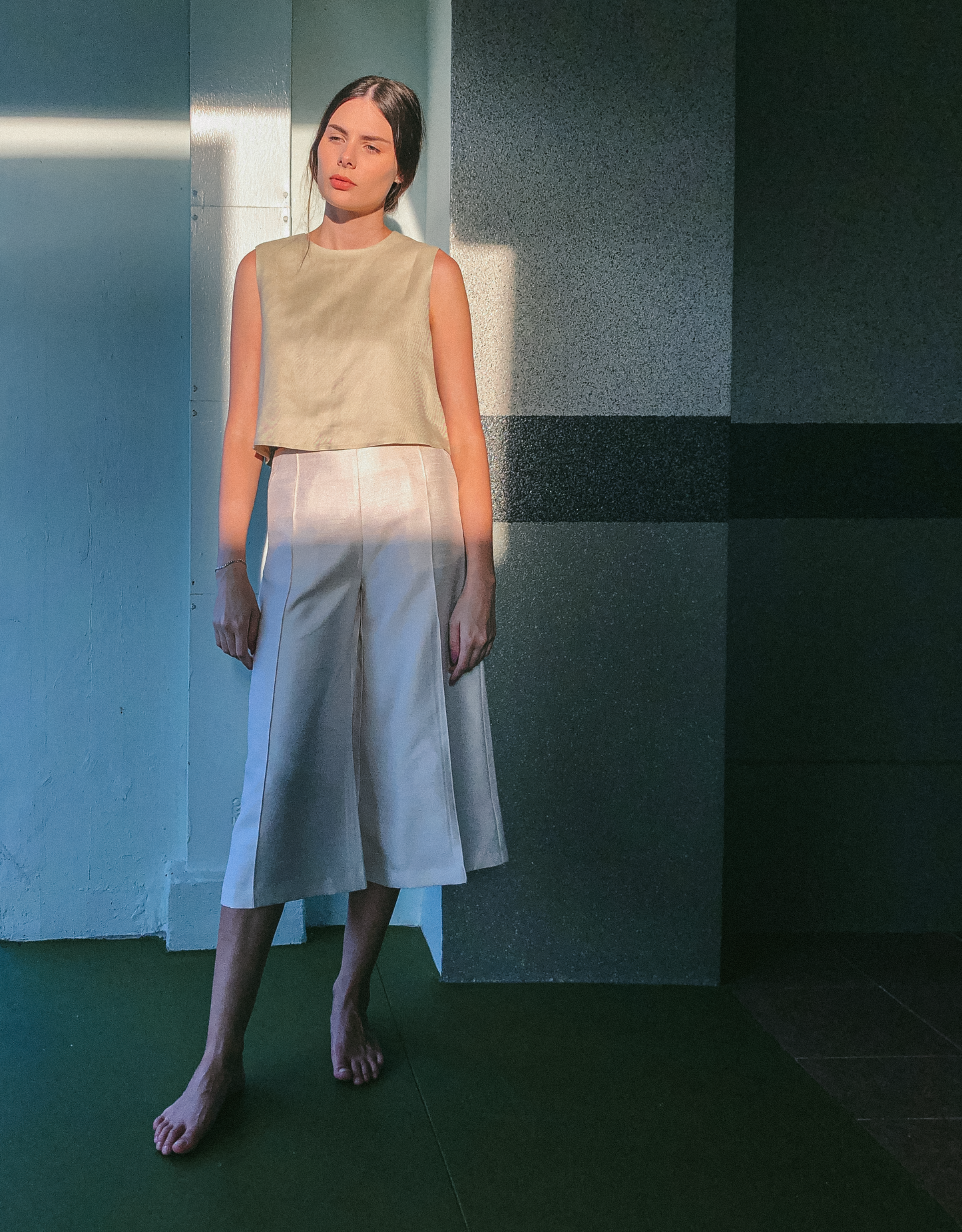 Cotton Crop Top in Ecru by Ultramarine Studio