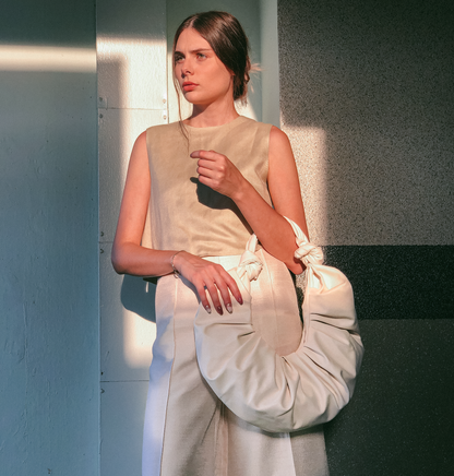 Cotton Crop Top in Ecru by Ultramarine Studio