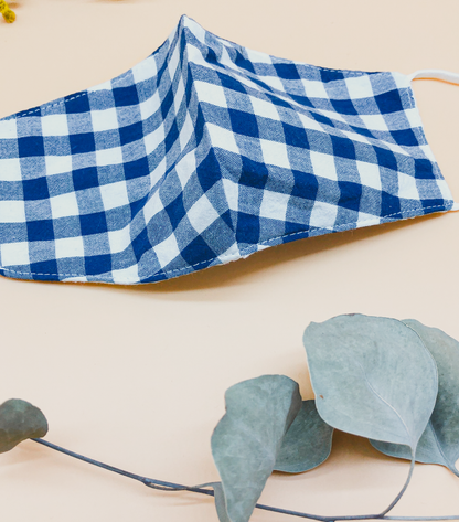 Gingham Reusable Face Mask in Navy by Veronique