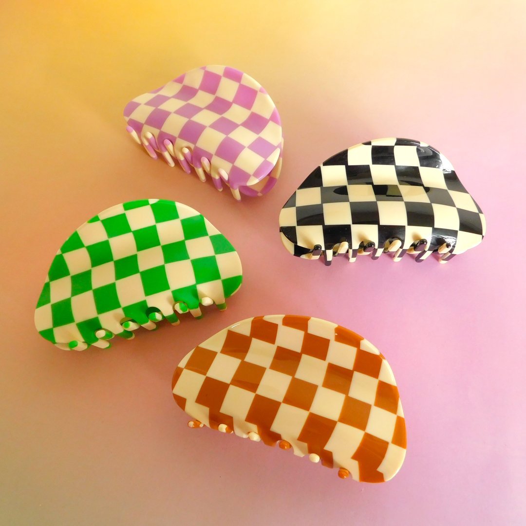 Black Chessboard Hair Claws  by Veronique