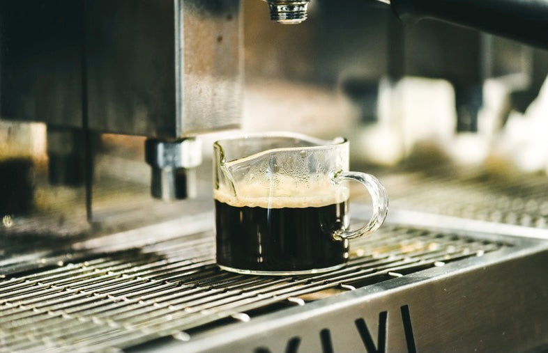 Double spout espresso cup and home barista glassware set